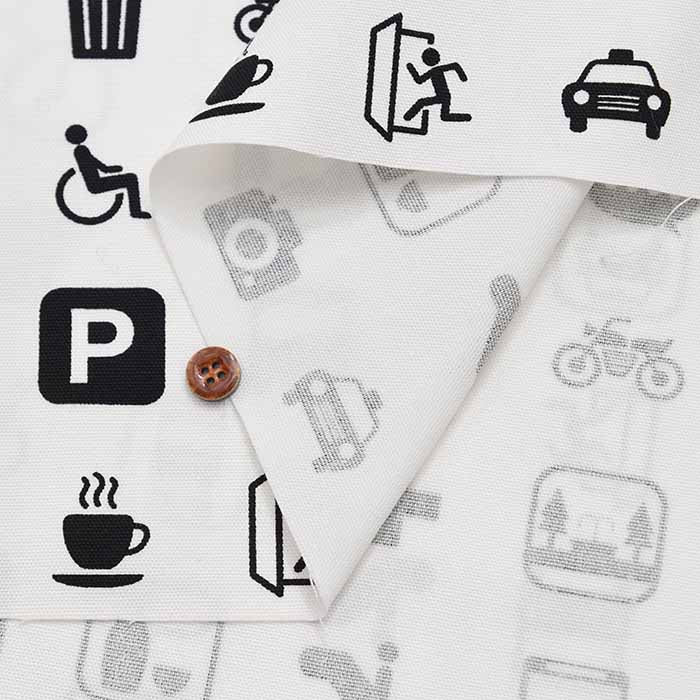 Cotton Ox Printed Fabric KUMO STRADA Pictogram - nomura tailor