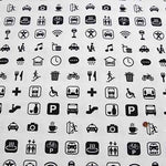 Cotton Ox Printed Fabric KUMO STRADA Pictogram - nomura tailor