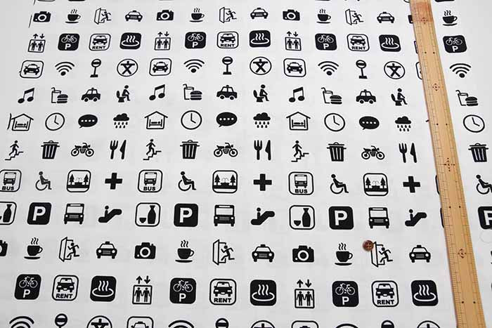 Cotton Ox Printed Fabric KUMO STRADA Pictogram - nomura tailor