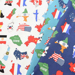 Cotton oxford printed fabric World Map - nomura tailor