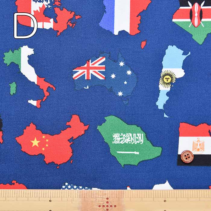 Cotton oxford printed fabric World Map - nomura tailor