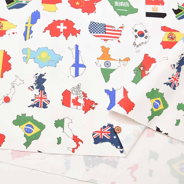 Cotton oxford printed fabric World Map - nomura tailor