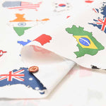 Cotton oxford printed fabric World Map - nomura tailor