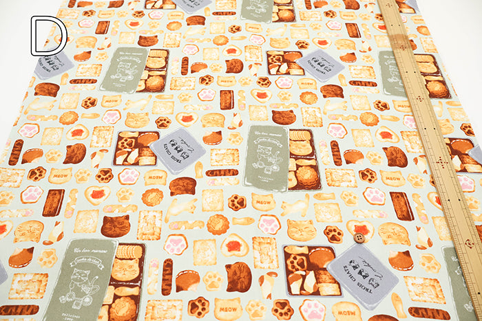 Cotton Oxford Printed Fabric - Cat Cookie Tin - nomura tailor