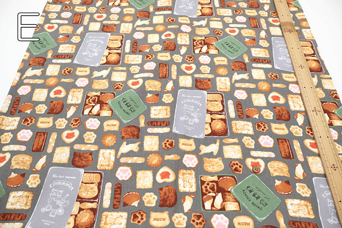 Cotton Oxford Printed Fabric - Cat Cookie Tin - nomura tailor