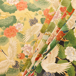 Cotton Muslin Printed Fabric - Japanese Pattern, Vintage-style Crane - nomura tailor