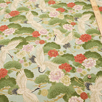 Cotton Muslin Printed Fabric - Japanese Pattern, Vintage-style Crane - nomura tailor