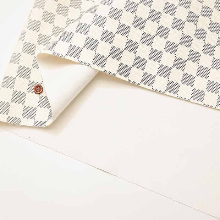 Faux leather stamped printed fabric Checkered - nomura tailor