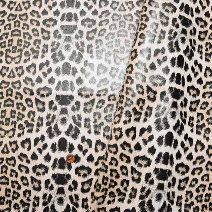 Fake leather type push print fabric Leopard - nomura tailor