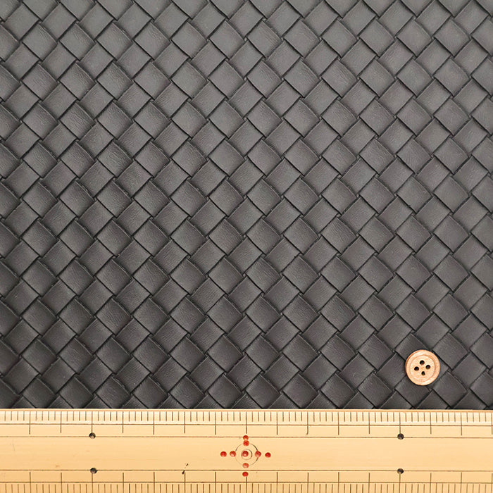 Embossed Faux Leather Fabric - Basket Pattern - nomura tailor