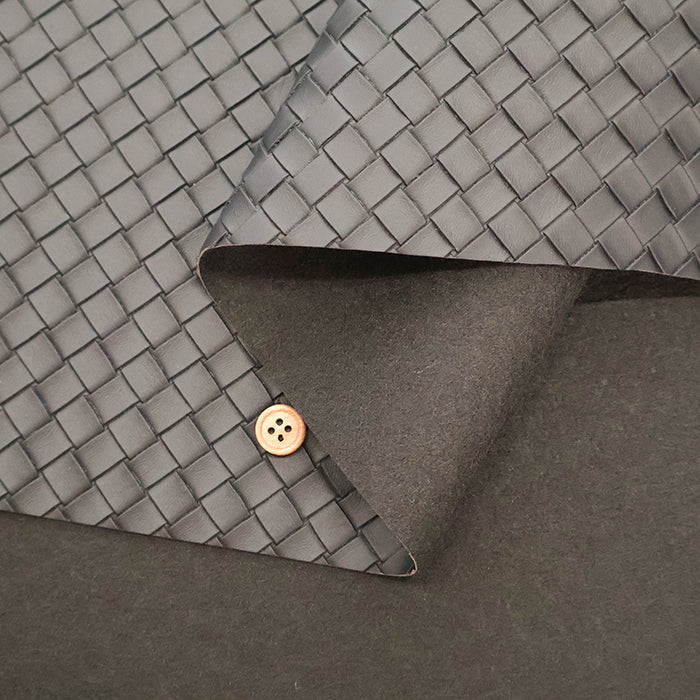 Embossed Faux Leather Fabric - Basket Pattern - nomura tailor