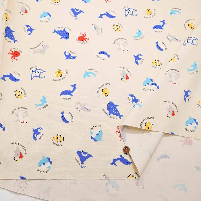 Cotton Ox Printed Fabric Pixel Sea - nomura tailor