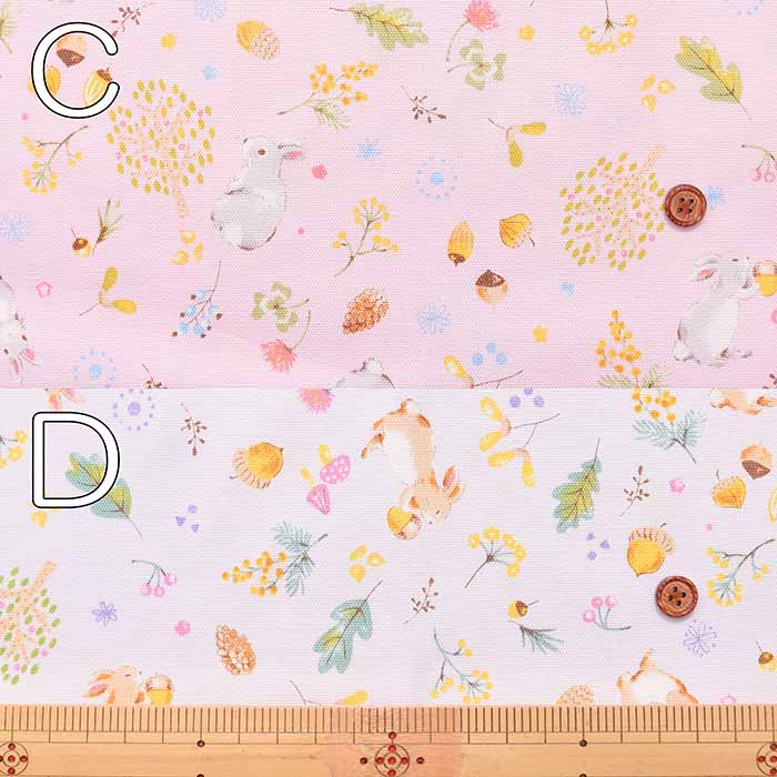 Cotton oxford print fabric Nuts and rabbits - nomura tailor