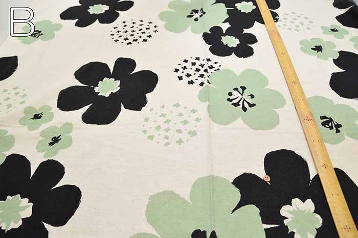 Air-tumbled C/L sheeting printed fabric Big Flower - nomura tailor