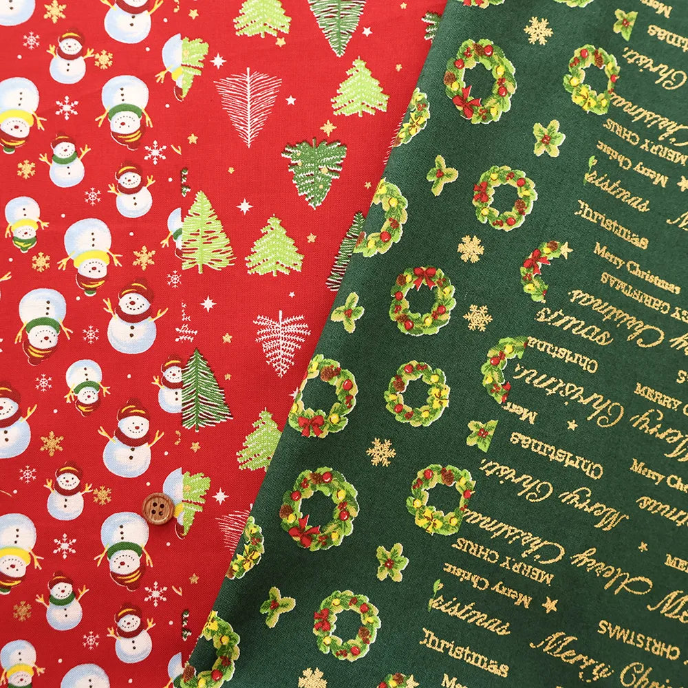 Cotton Sheeting printed Fabric - Christmas Snowman - nomura tailor