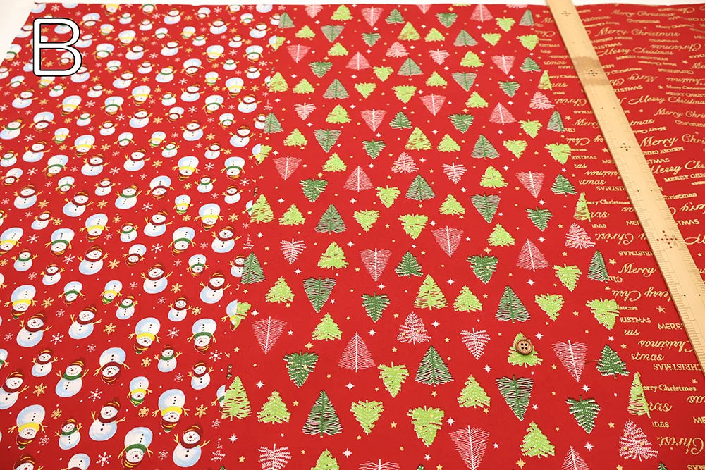 Cotton Sheeting printed Fabric - Christmas Snowman - nomura tailor