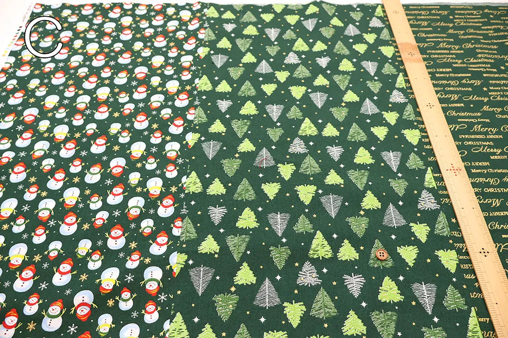 Cotton Sheeting printed Fabric - Christmas Snowman - nomura tailor