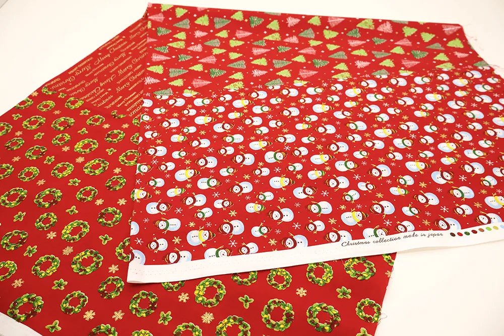 Cotton Sheeting printed Fabric - Christmas Snowman - nomura tailor