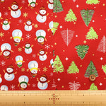 Cotton Sheeting printed Fabric - Christmas Snowman - nomura tailor