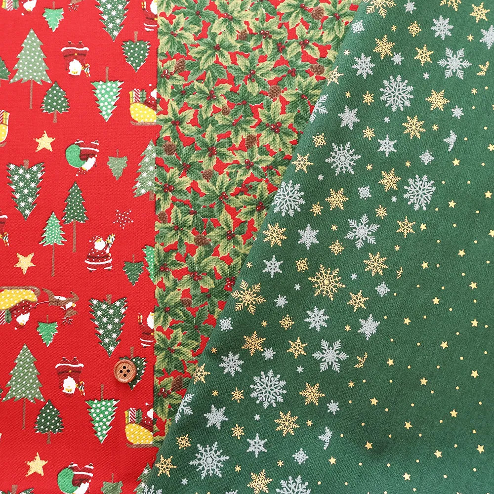 Cotton Sheeting printed Fabric - Christmas - Christmas Trees and Santa - nomura tailor
