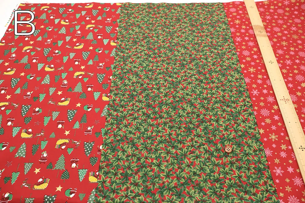 Cotton Sheeting printed Fabric - Christmas - Christmas Trees and Santa - nomura tailor