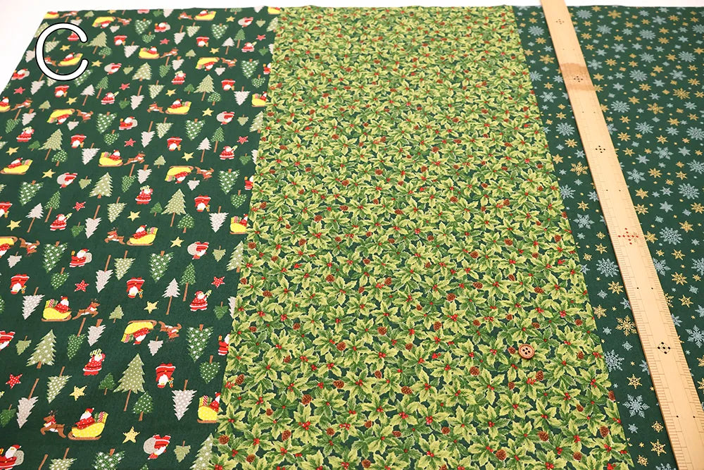Cotton Sheeting printed Fabric - Christmas - Christmas Trees and Santa - nomura tailor