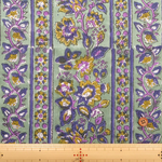 インド製 Cotton Cambric Printed Fabric エスニック ストライプボタニカル - nomura tailor