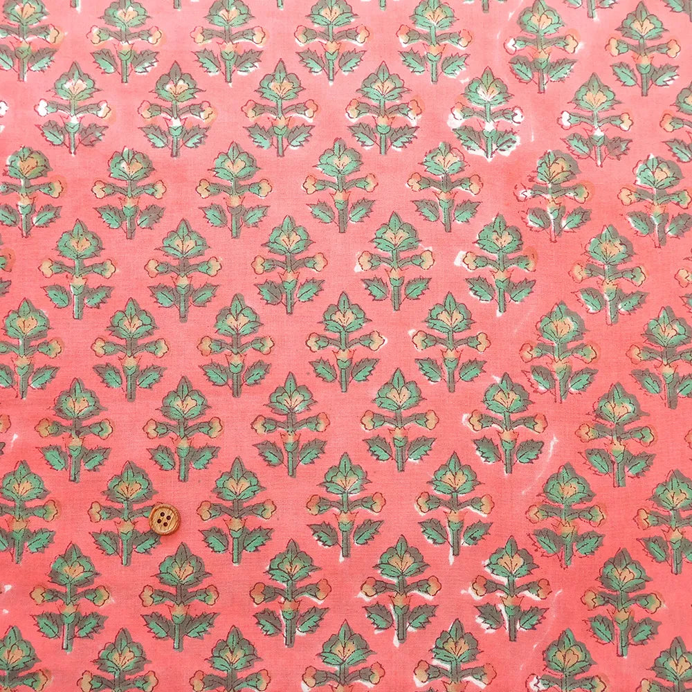 インド製 Cotton Cambric Printed Fabric エスニック リーフパターン - nomura tailor