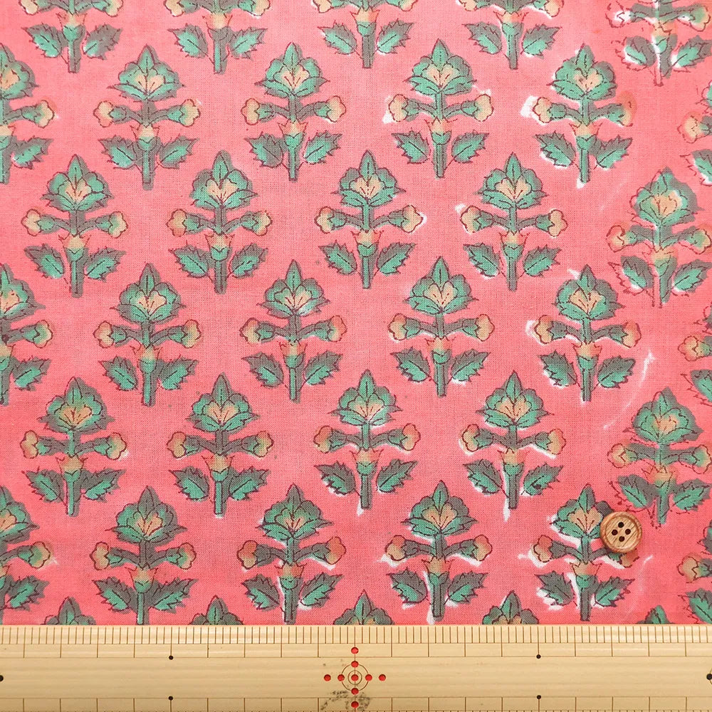 インド製 Cotton Cambric Printed Fabric エスニック リーフパターン - nomura tailor