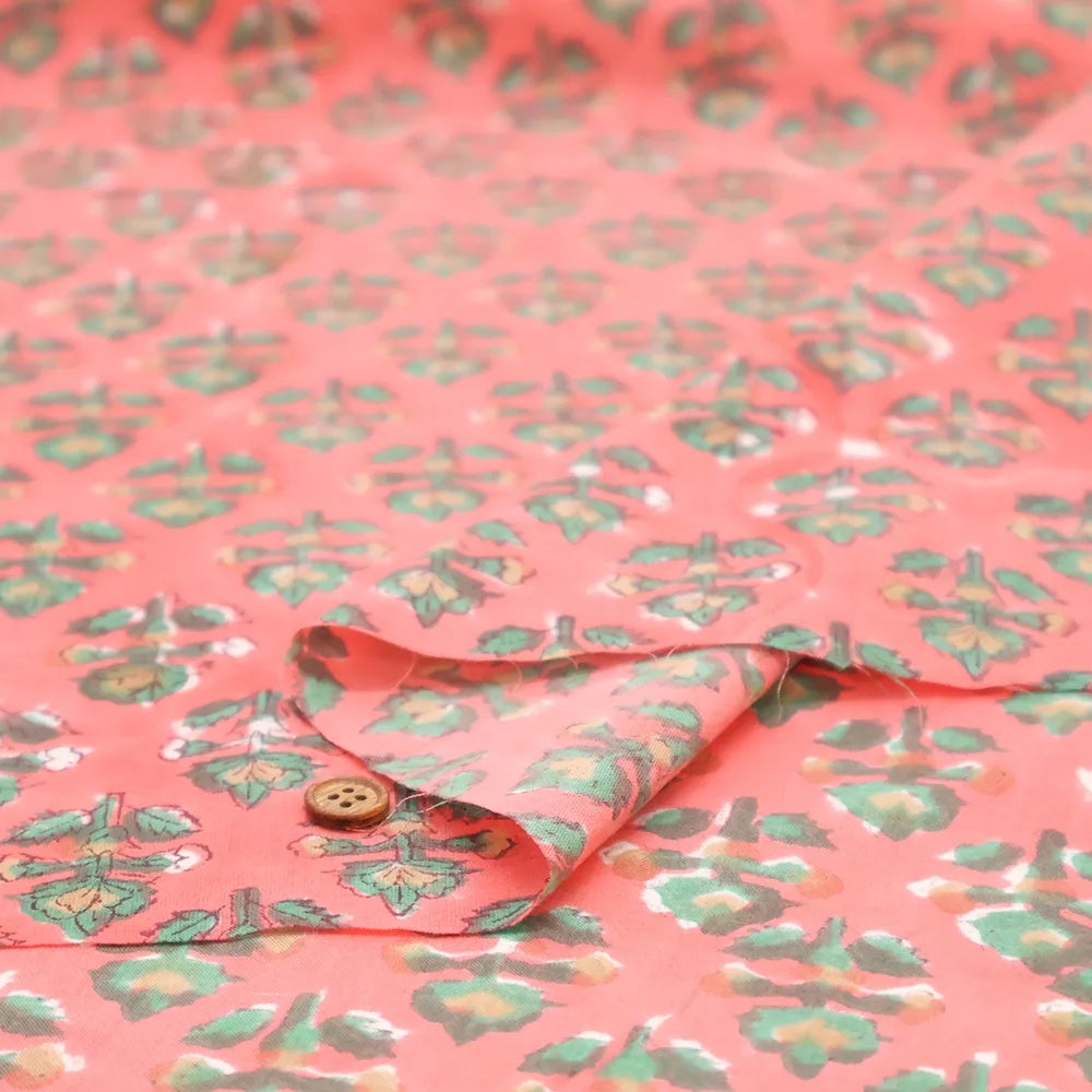 インド製 Cotton Cambric Printed Fabric エスニック リーフパターン - nomura tailor