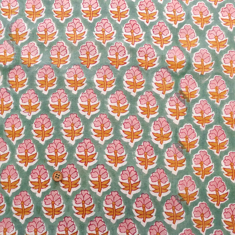 インド製 Cotton Cambric Printed Fabric エスニック ミニフラワーパターン - nomura tailor