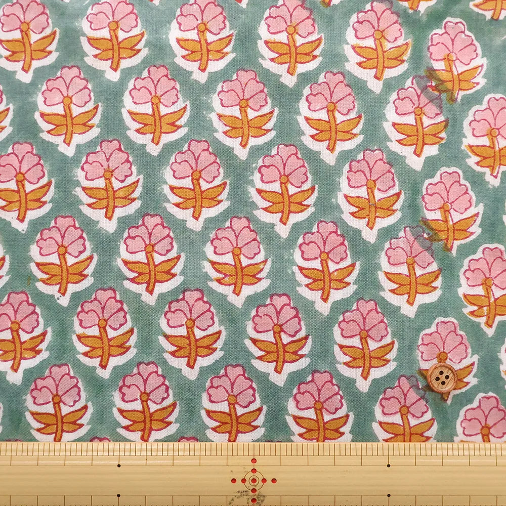 インド製 Cotton Cambric Printed Fabric エスニック ミニフラワーパターン - nomura tailor
