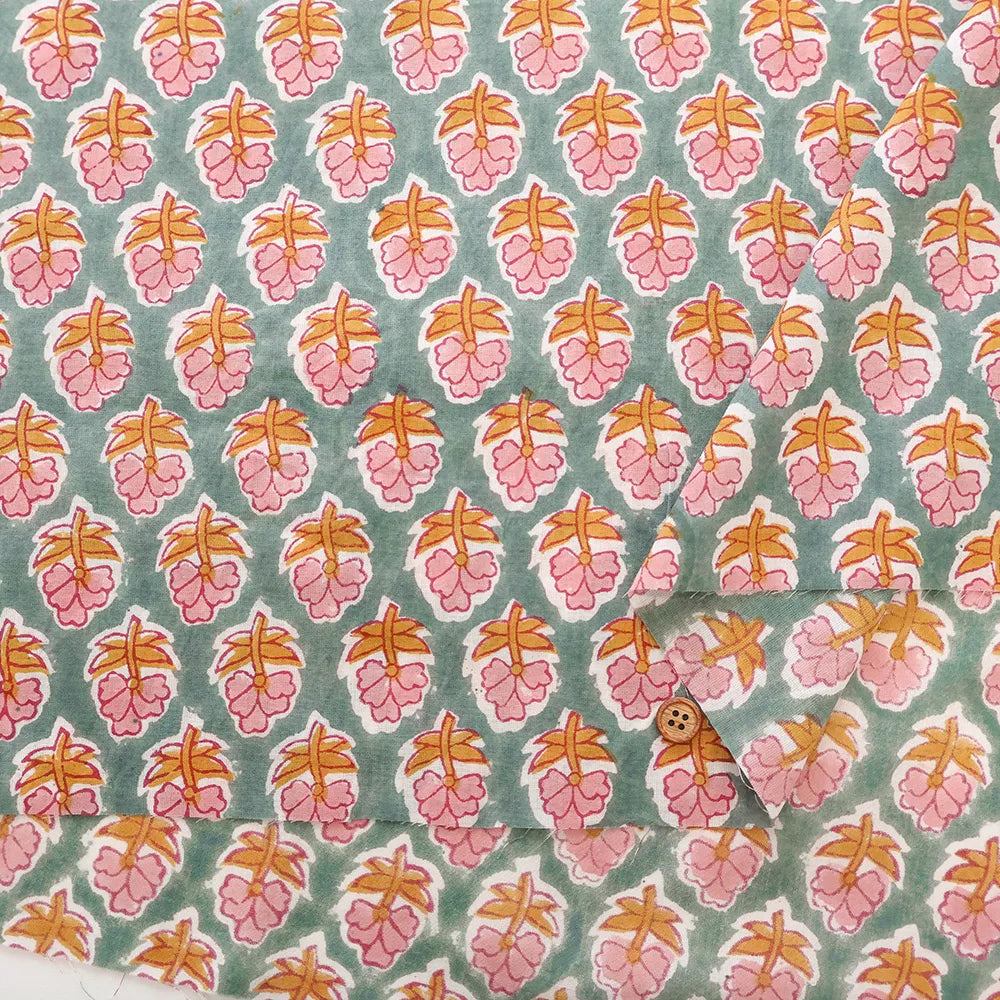 インド製 Cotton Cambric Printed Fabric エスニック ミニフラワーパターン - nomura tailor