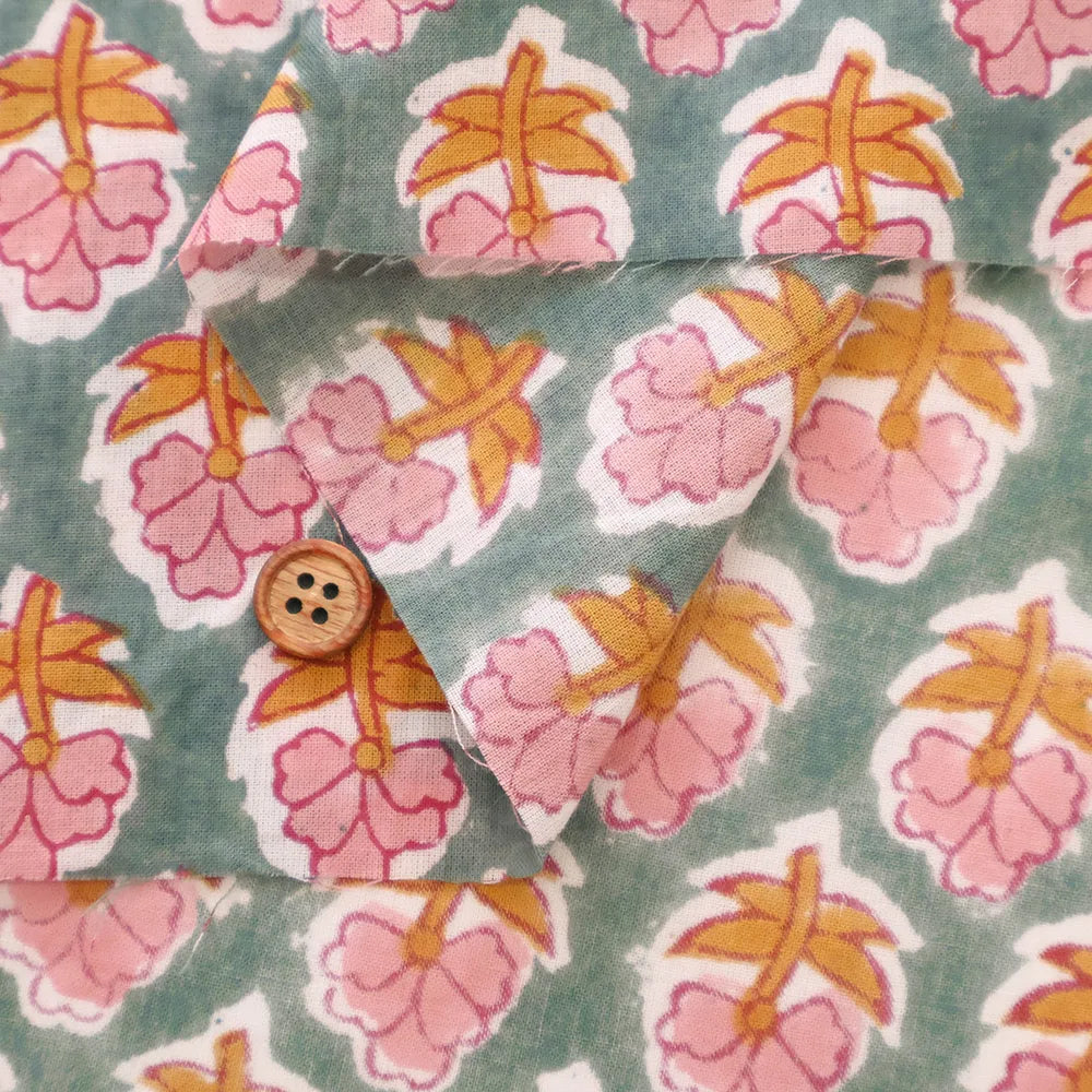インド製 Cotton Cambric Printed Fabric エスニック ミニフラワーパターン - nomura tailor