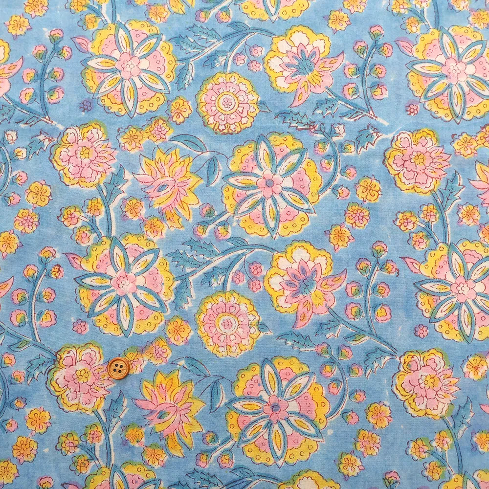 インド製 Cotton Cambric Printed Fabric エスニック フラワーブーケ - nomura tailor