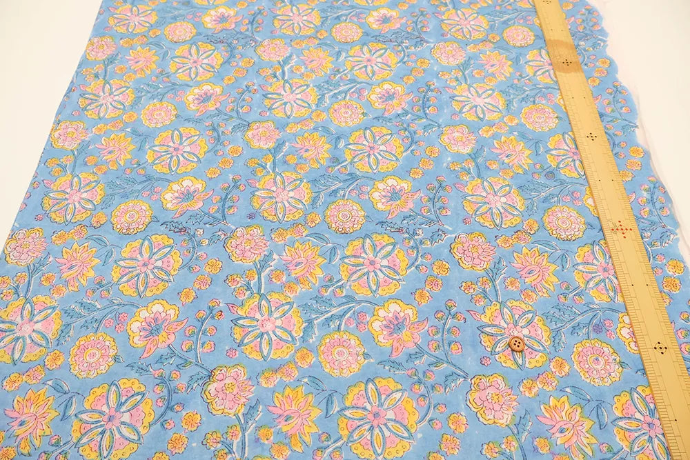 インド製 Cotton Cambric Printed Fabric エスニック フラワーブーケ - nomura tailor