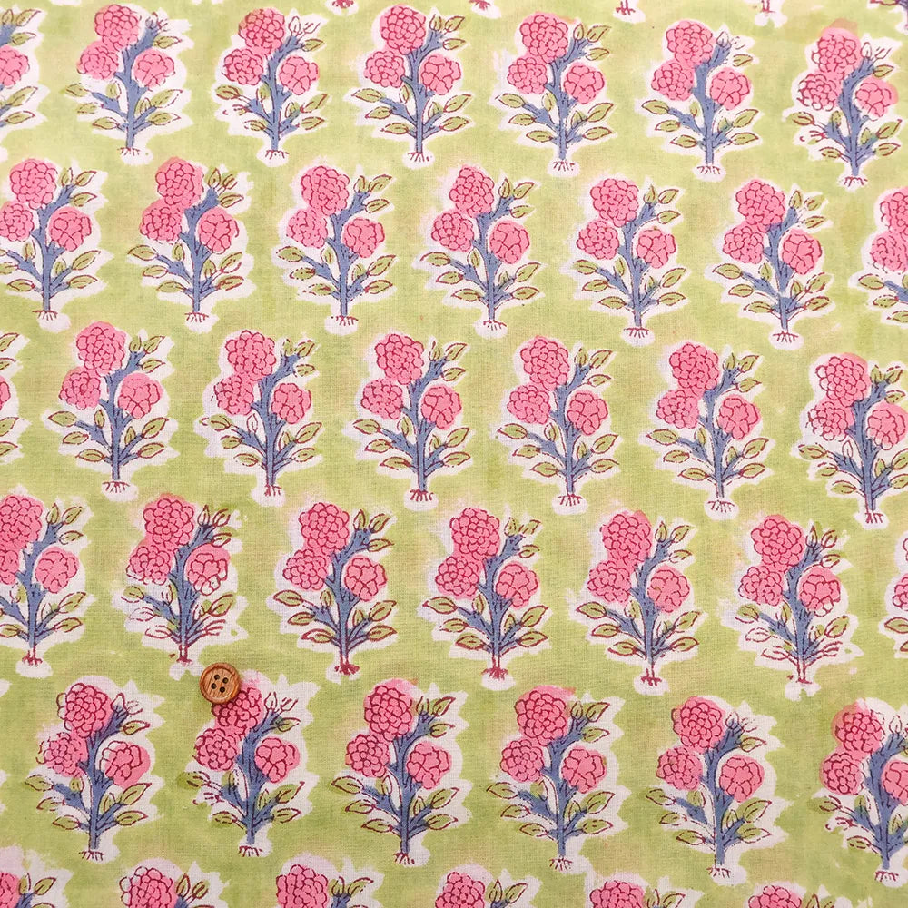 インド製 Cotton Cambric Printed Fabric エスニック ポンポンフラワー - nomura tailor