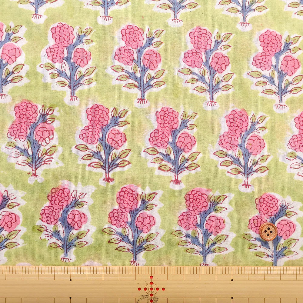 インド製 Cotton Cambric Printed Fabric エスニック ポンポンフラワー - nomura tailor