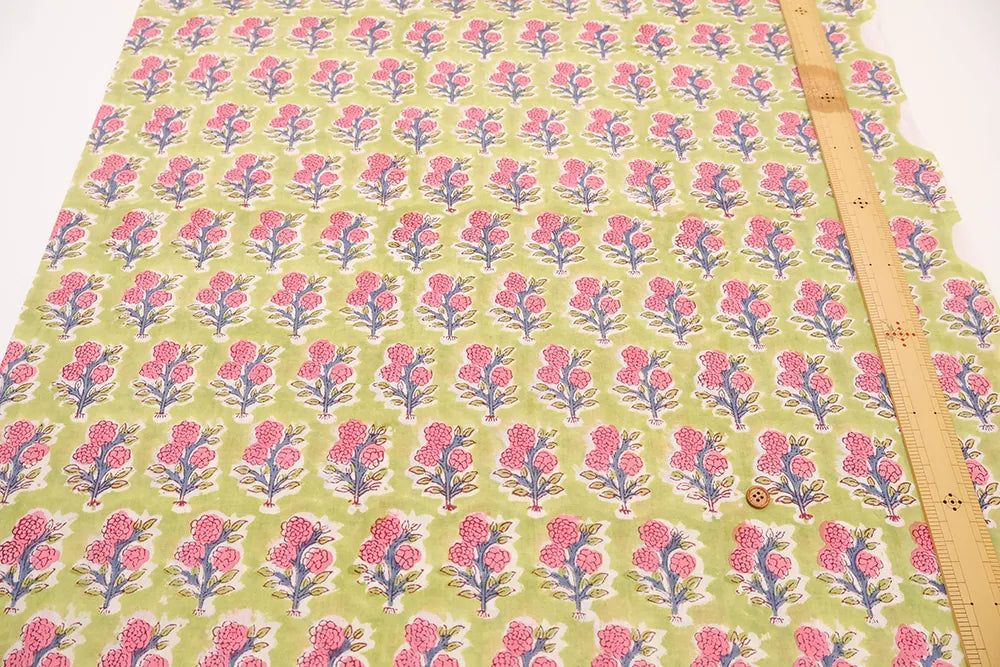 インド製 Cotton Cambric Printed Fabric エスニック ポンポンフラワー - nomura tailor