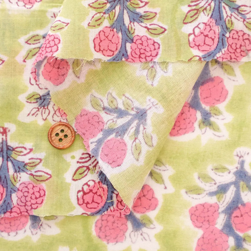 インド製 Cotton Cambric Printed Fabric エスニック ポンポンフラワー - nomura tailor