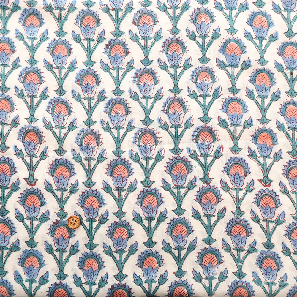 インド製 Cotton Cambric Printed Fabric エスニック - Mini Flowers - nomura tailor