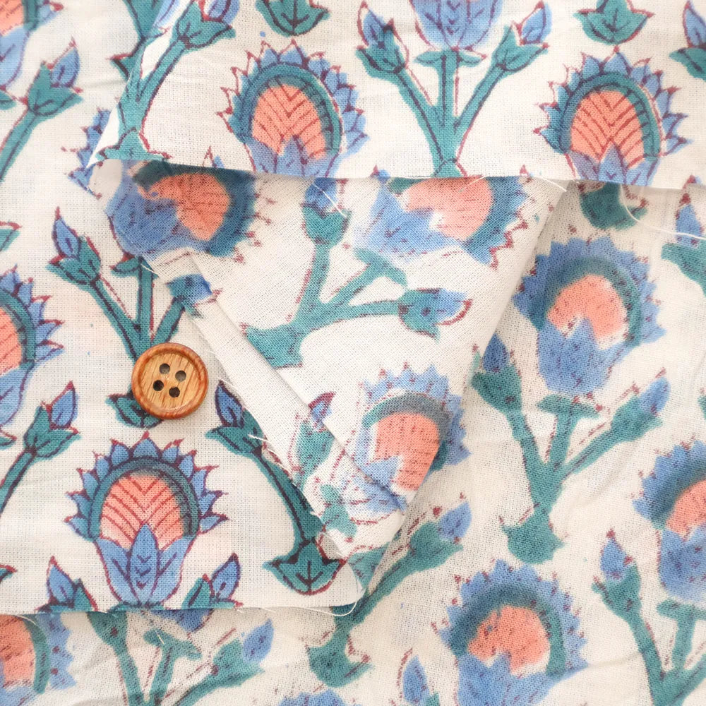 インド製 Cotton Cambric Printed Fabric エスニック - Mini Flowers - nomura tailor