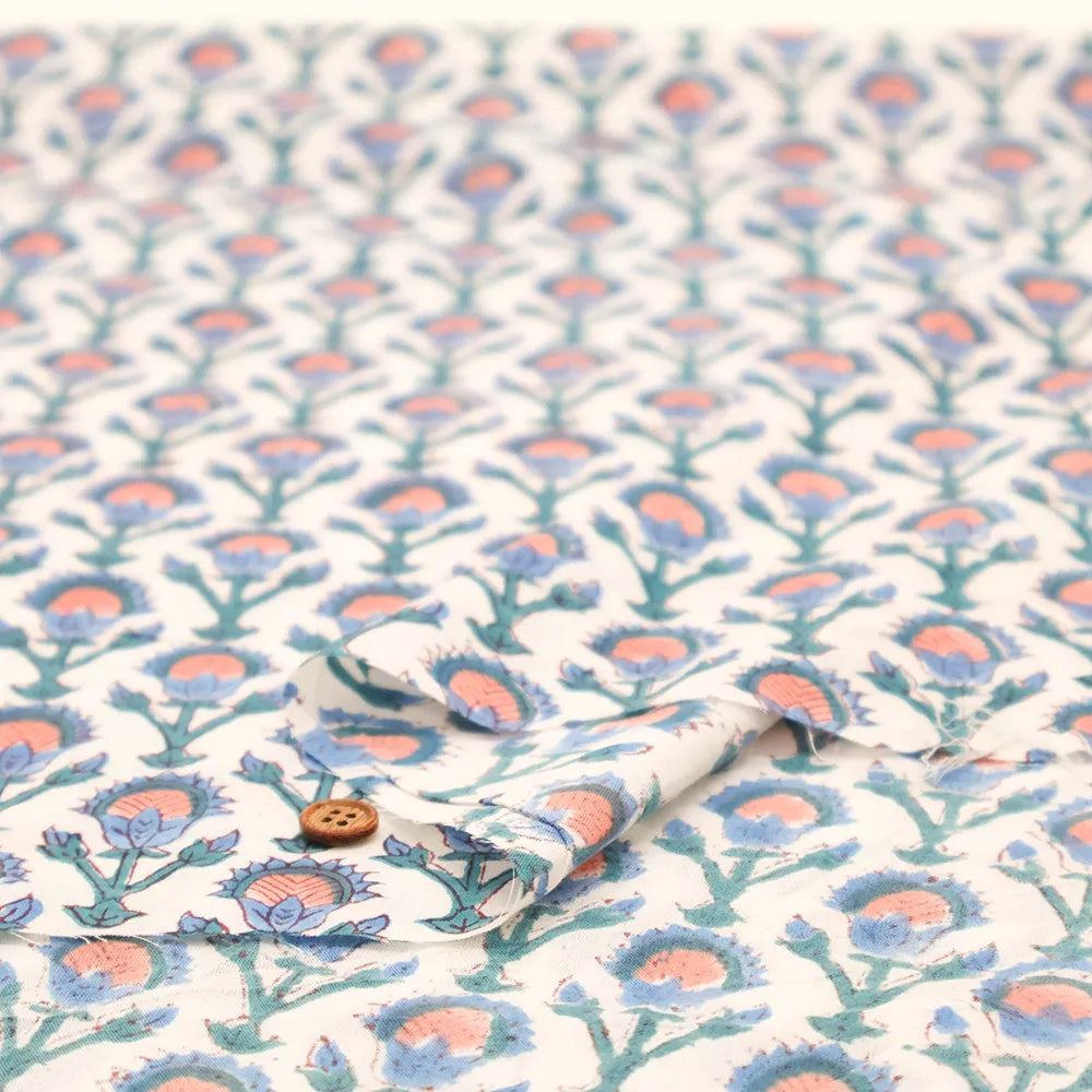 インド製 Cotton Cambric Printed Fabric エスニック - Mini Flowers - nomura tailor