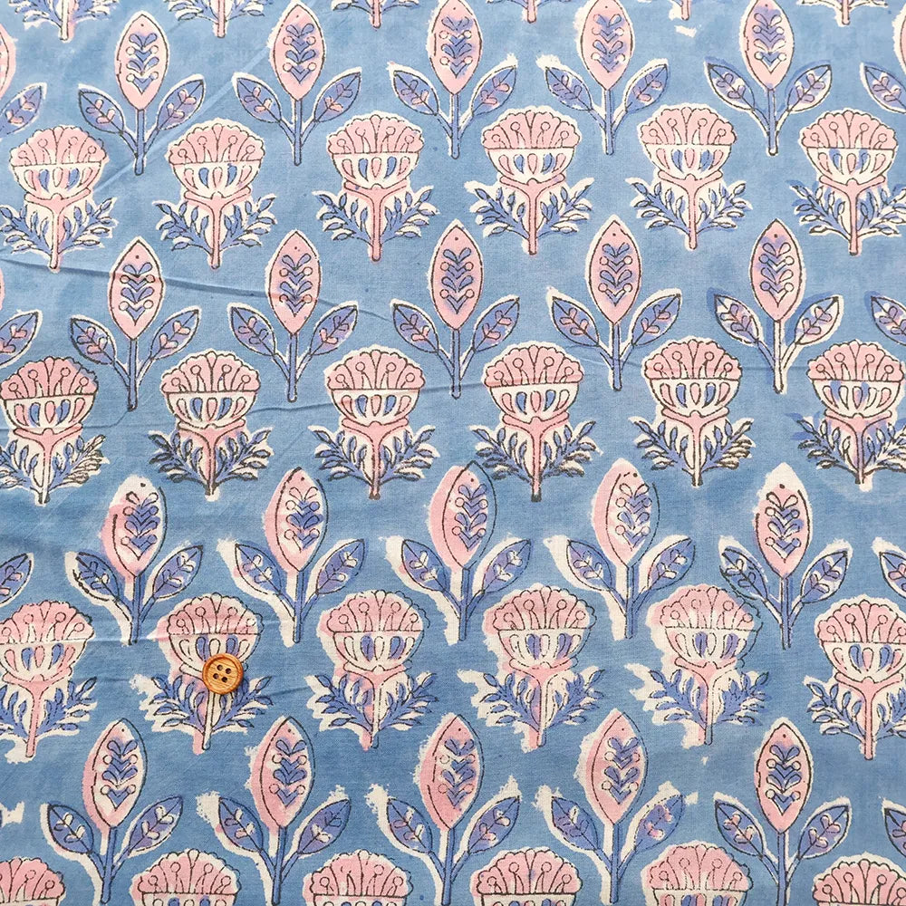 インド製 Cotton Cambric Printed Fabric エスニック シンボルフラワー - nomura tailor