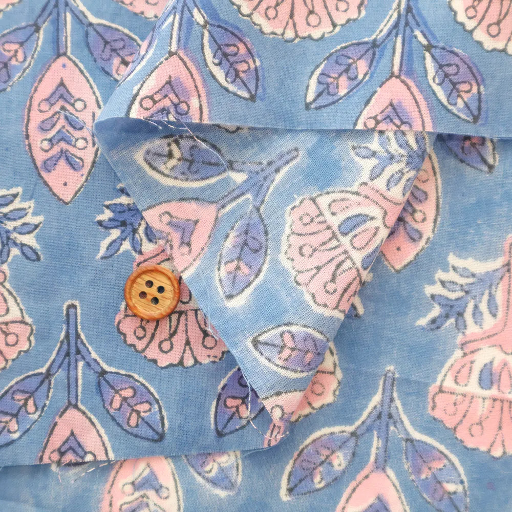 インド製 Cotton Cambric Printed Fabric エスニック シンボルフラワー - nomura tailor