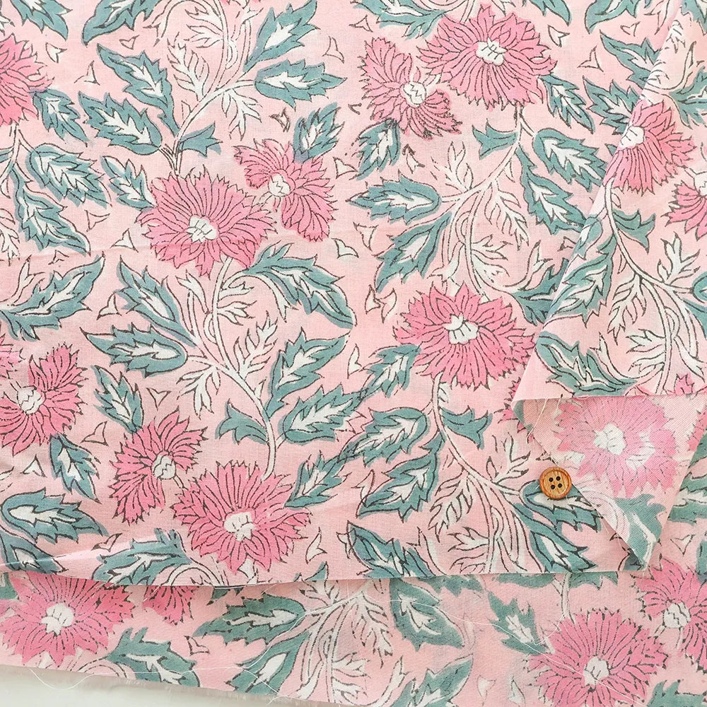 インド製 Cotton Cambric Printed Fabric エスニック - Flowers - nomura tailor