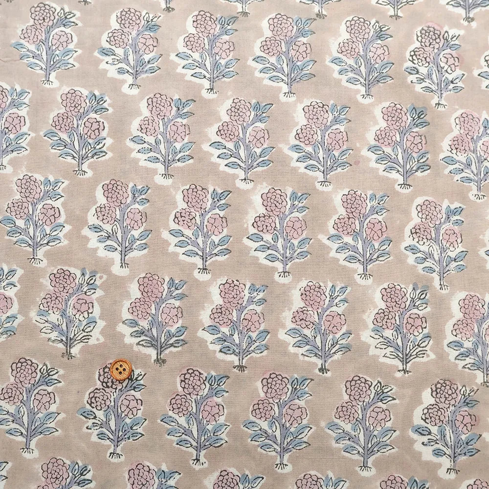 インド製 Cotton Cambric Printed Fabric エスニック ポンポンフラワー - nomura tailor