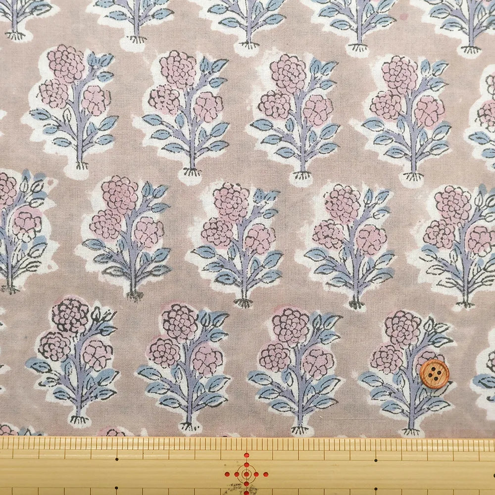 インド製 Cotton Cambric Printed Fabric エスニック ポンポンフラワー - nomura tailor