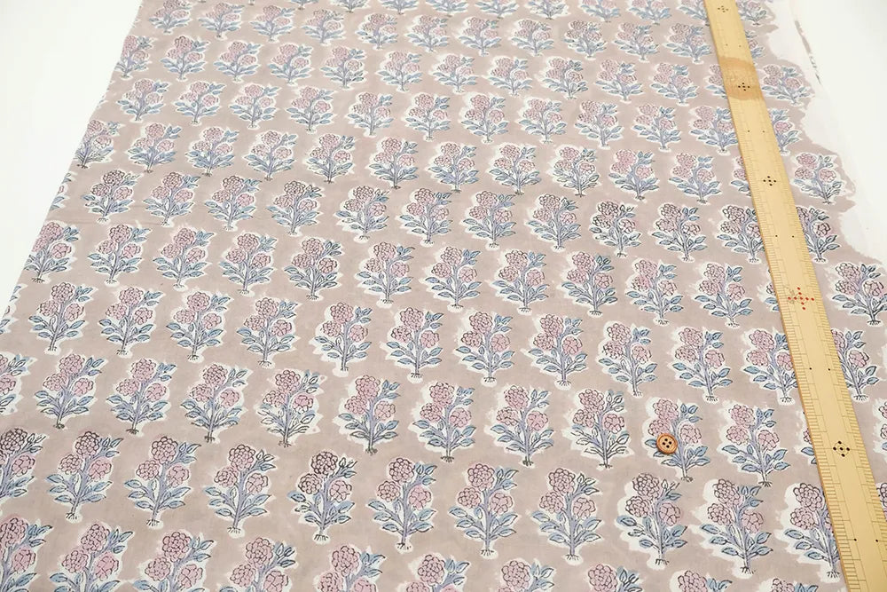 インド製 Cotton Cambric Printed Fabric エスニック ポンポンフラワー - nomura tailor
