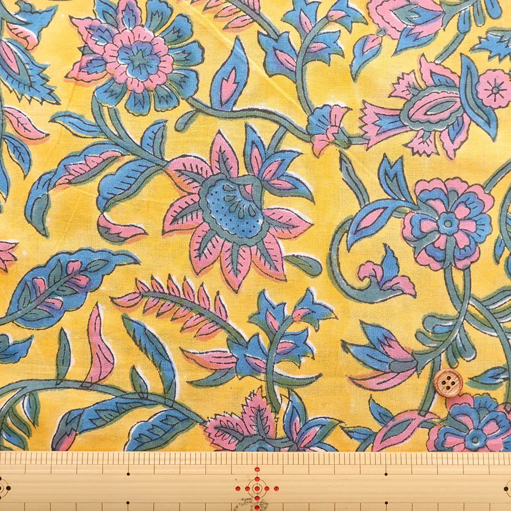 インド製 Cotton Cambric Printed Fabric エスニック アイビーフラワー - nomura tailor